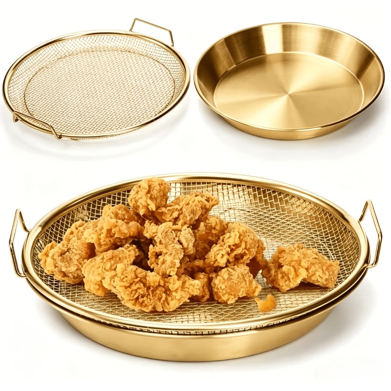 Kitchen Gadgets Gold - Złoty wytrzymały stojak do frytkownicy, siatkowy