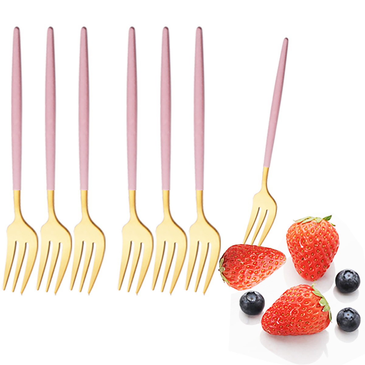 Kitchen Gadgets Gold - 6 szt. różowo-złoty zestaw obiadowy ze