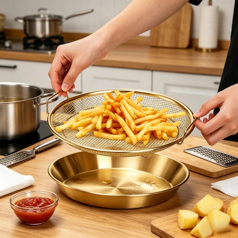 Złoty wytrzymały stojak do fry – Kitchen Gadgets Gold recenzja i cena